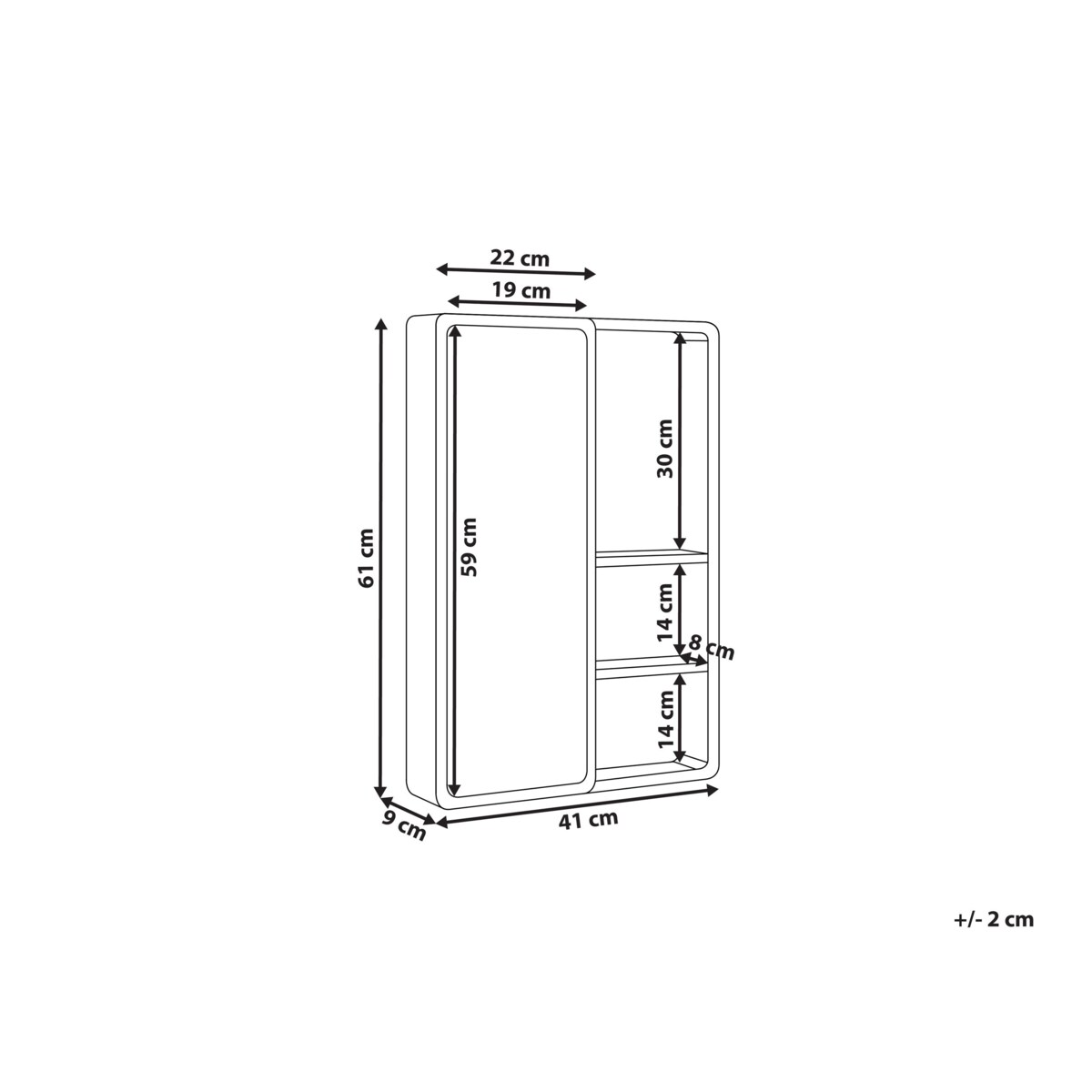 Szafka wisząca łazienkowa z lustrem GUATAVITA 41 cm 61 cm Jasnobrązowy