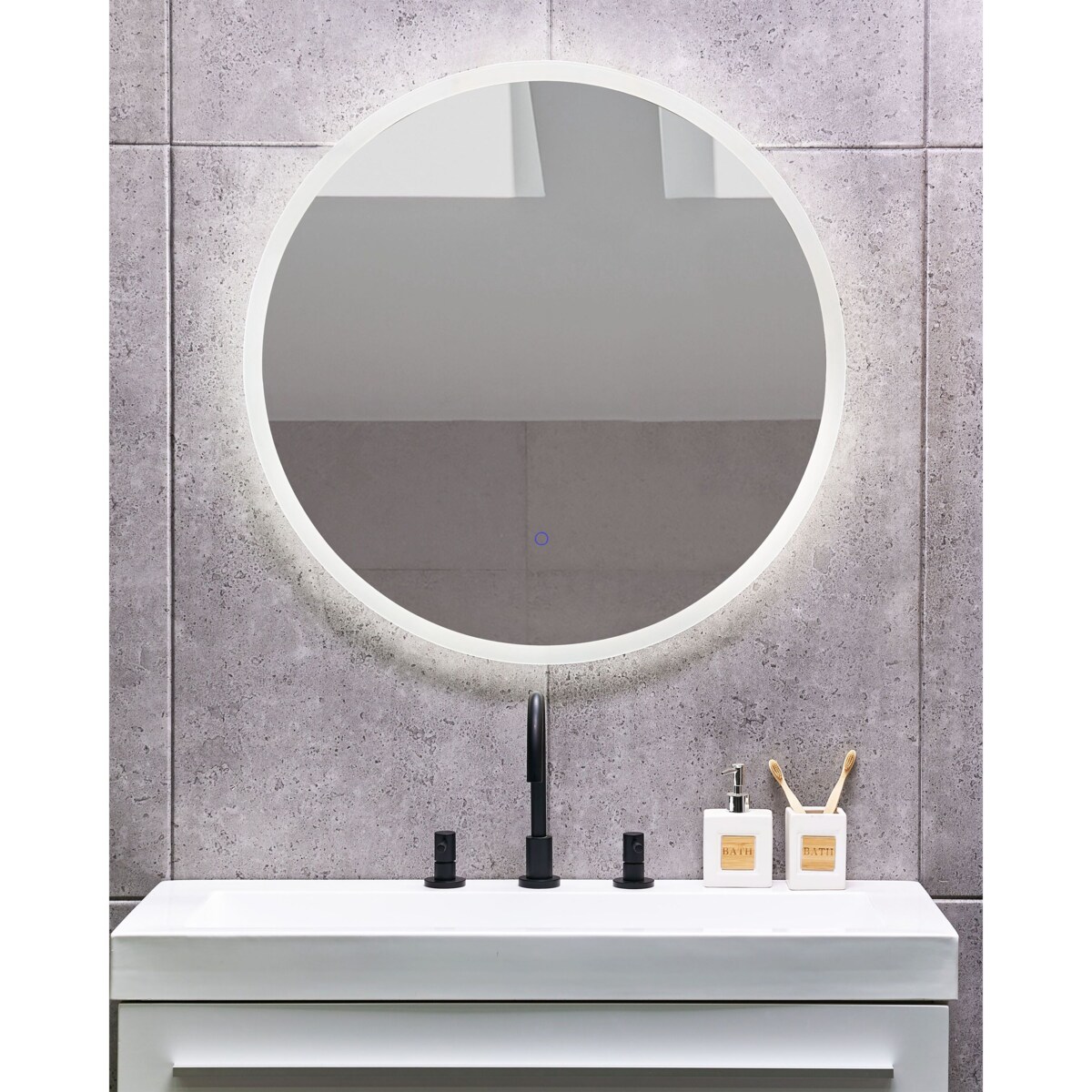 Okrągłe lustro ścienne LED ø 79 cm srebrne DEAUVILLE