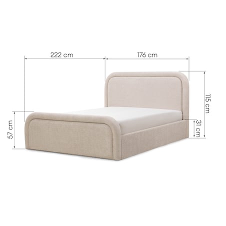 Łóżko 160x200 cm ze stelażem i pojemnikiem bouclé Ostuni