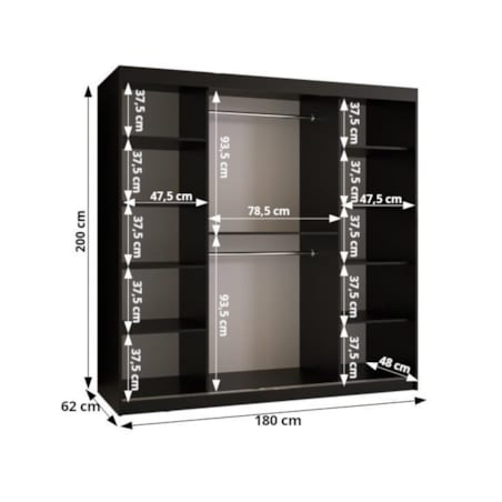 Szafa przesuwna Garderoba RAMIRO 2 180 gł. 62 czarny