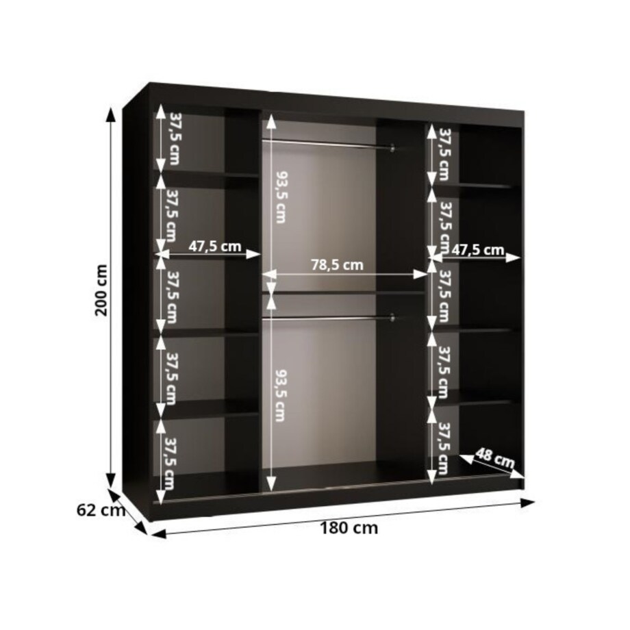 Szafa przesuwna Garderoba RAMIRO 2 180 gł. 62 czarny
