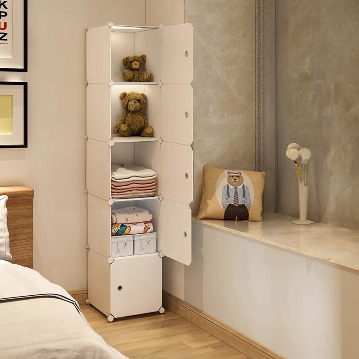 Szafa modułowa 5 półek regał szafka słupek garderoba ubraniowa biała 185 cm