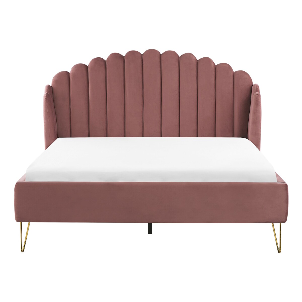 Łóżko welurowe 160 x 200 cm różowe AMBILLOU