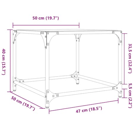 vidaXL Stoliki kawowe ze szklanym blatem, 2 szt., 50x50x40 cm, stal