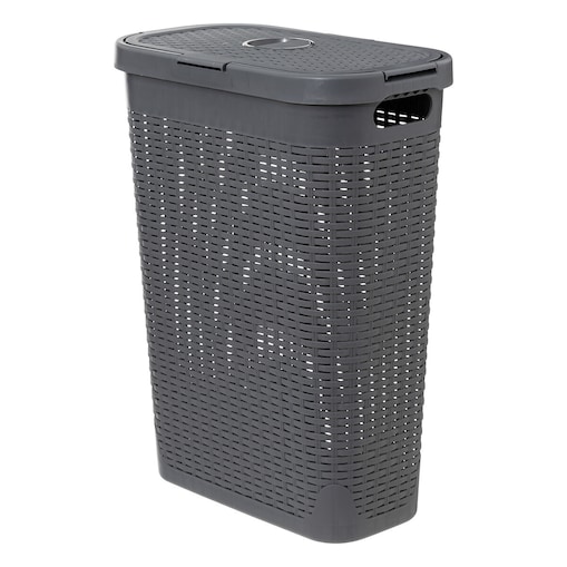 Wysoki kosz na pranie z plastiku, 40 l, kolor antracytowy