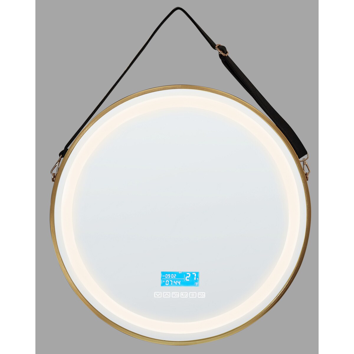 Lustro łazienkowe LED DAROIS 60 cm 60 cm Wbudowany głośnik Bluetooth Złoty