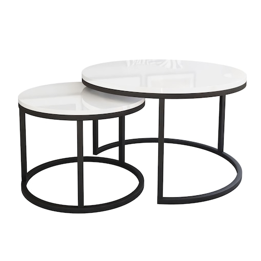 Okrągły stolik kawowy CIRI 2w1 czarny biały połysk 70/50 cm