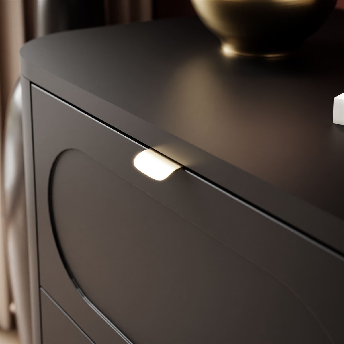 Szafka nocna SHADOW II 2S - czarna MDF, 2 szuflady, złote uchwyty