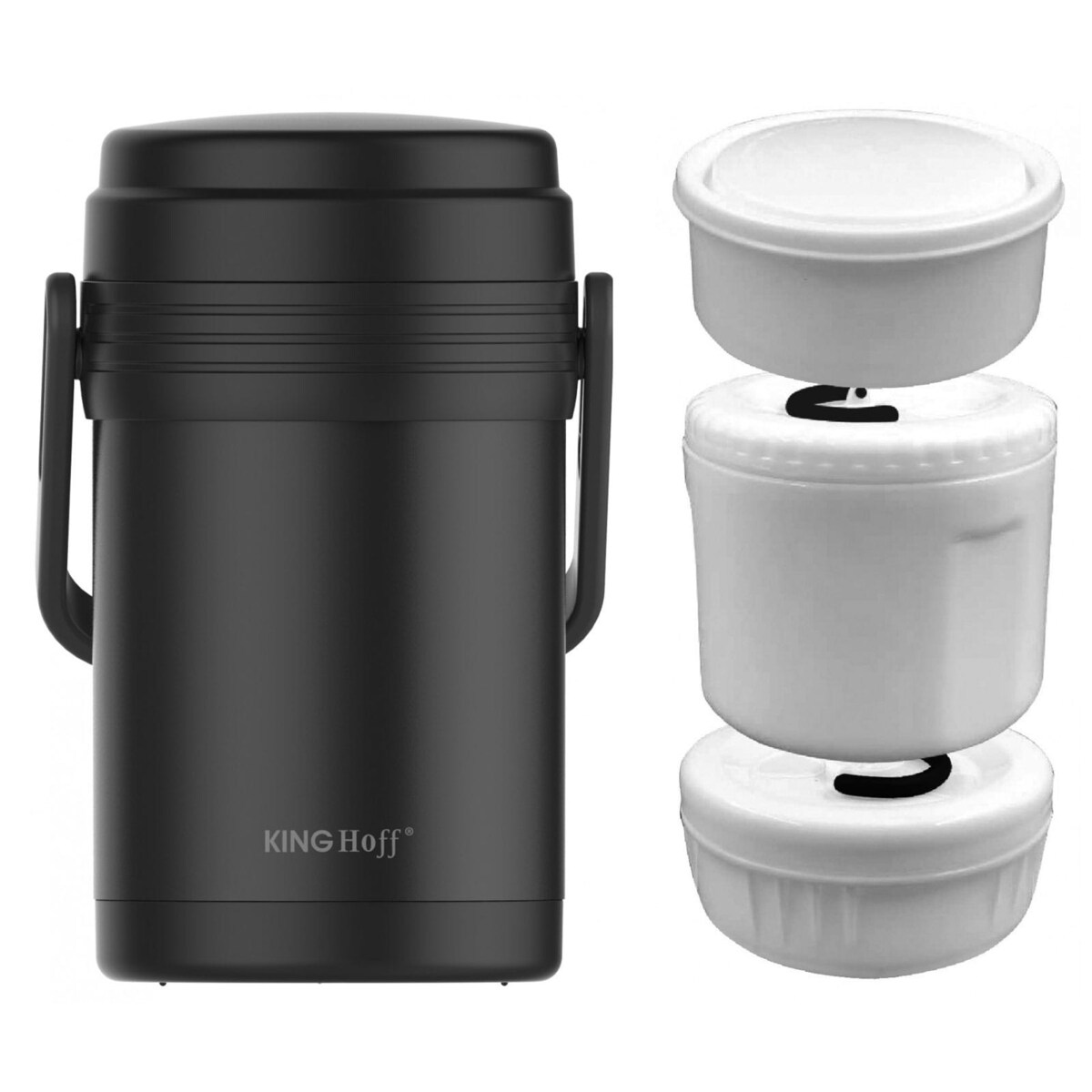 Termos obiadowy stalowy czarny 1.5L KINGHOFF