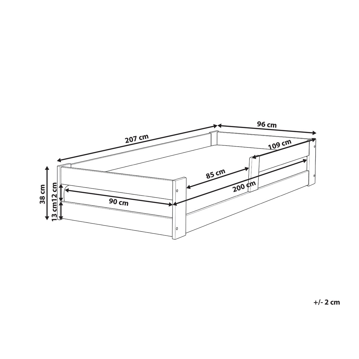 Łóżko dziecięce Drewno sosnowe PRIMELLES 90 x 200 cm Brązowy