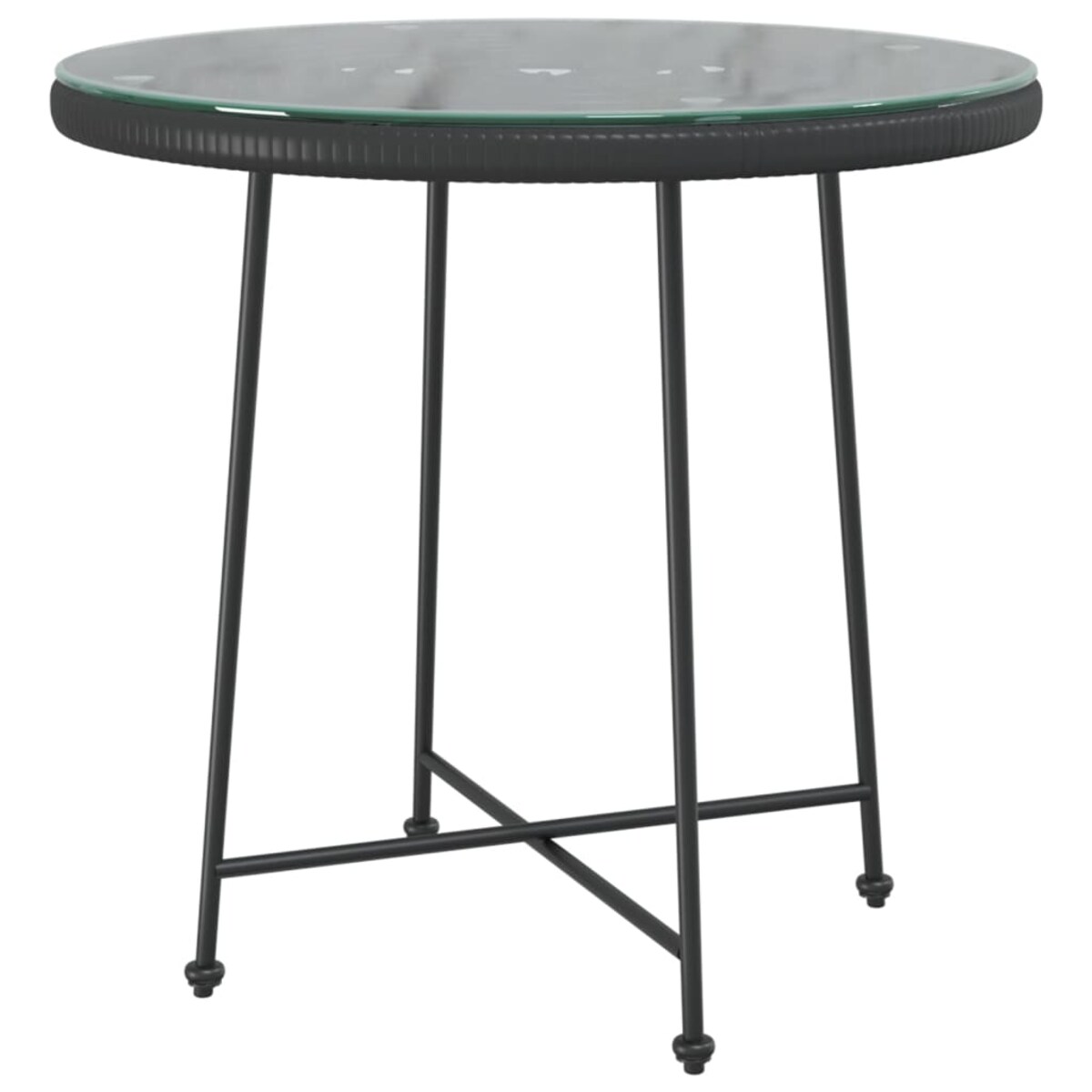 vidaXL Stół jadalniany, czarny, Ø80 cm, szkło hartowane i stal