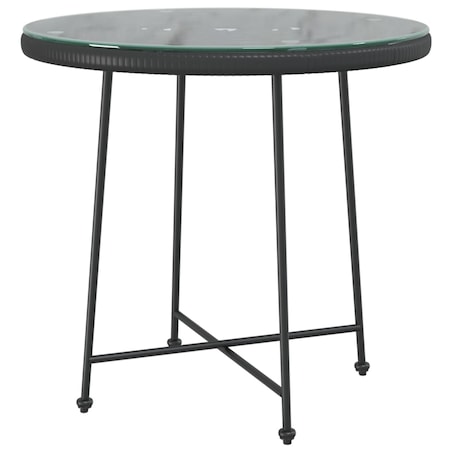 vidaXL Stół jadalniany, czarny, Ø80 cm, szkło hartowane i stal