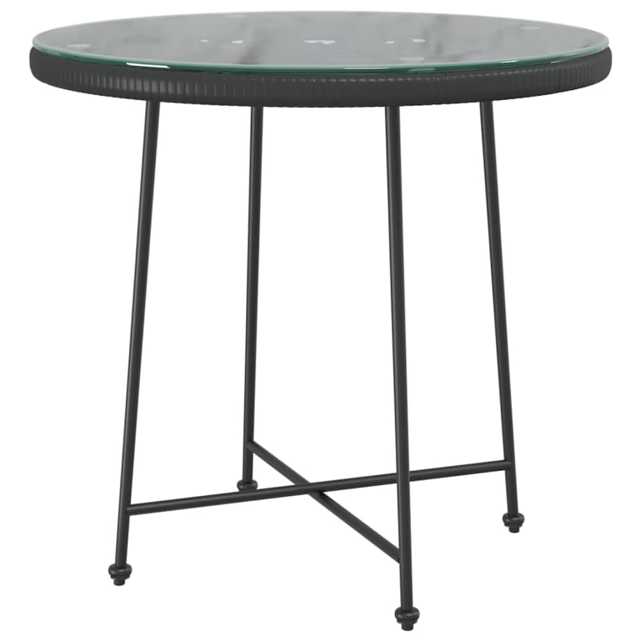 vidaXL Stół jadalniany, czarny, Ø80 cm, szkło hartowane i stal