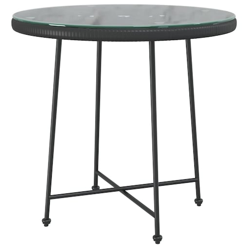 vidaXL Stół jadalniany, czarny, Ø80 cm, szkło hartowane i stal