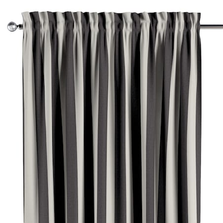 Zasłona na kanale z grzywką 1 szt. 130x245 biało-grafitowe pionowe pasy (5,5cm)