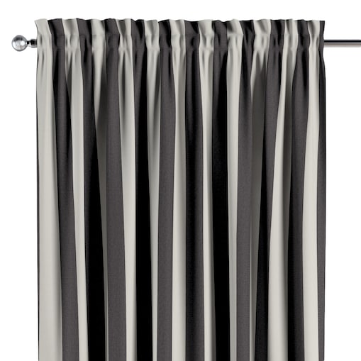 Zasłona na kanale z grzywką 1 szt. 130x245 biało-grafitowe pionowe pasy (5,5cm)