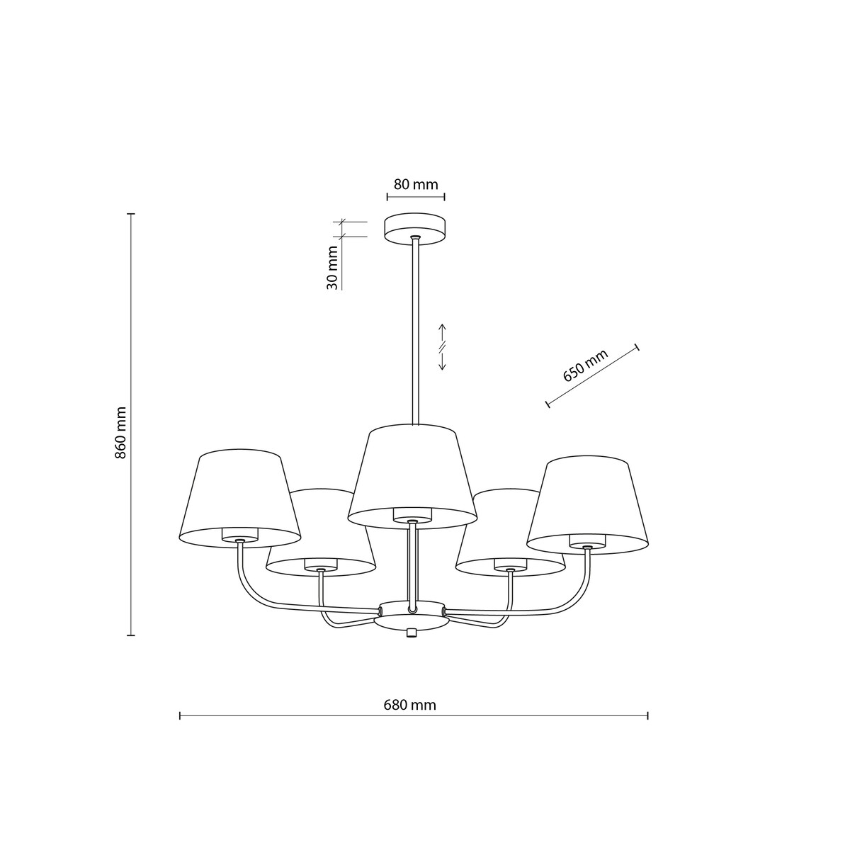 Abażurowy żyrandol Chicago 3989 TK Lighting wielopunktowy lniany