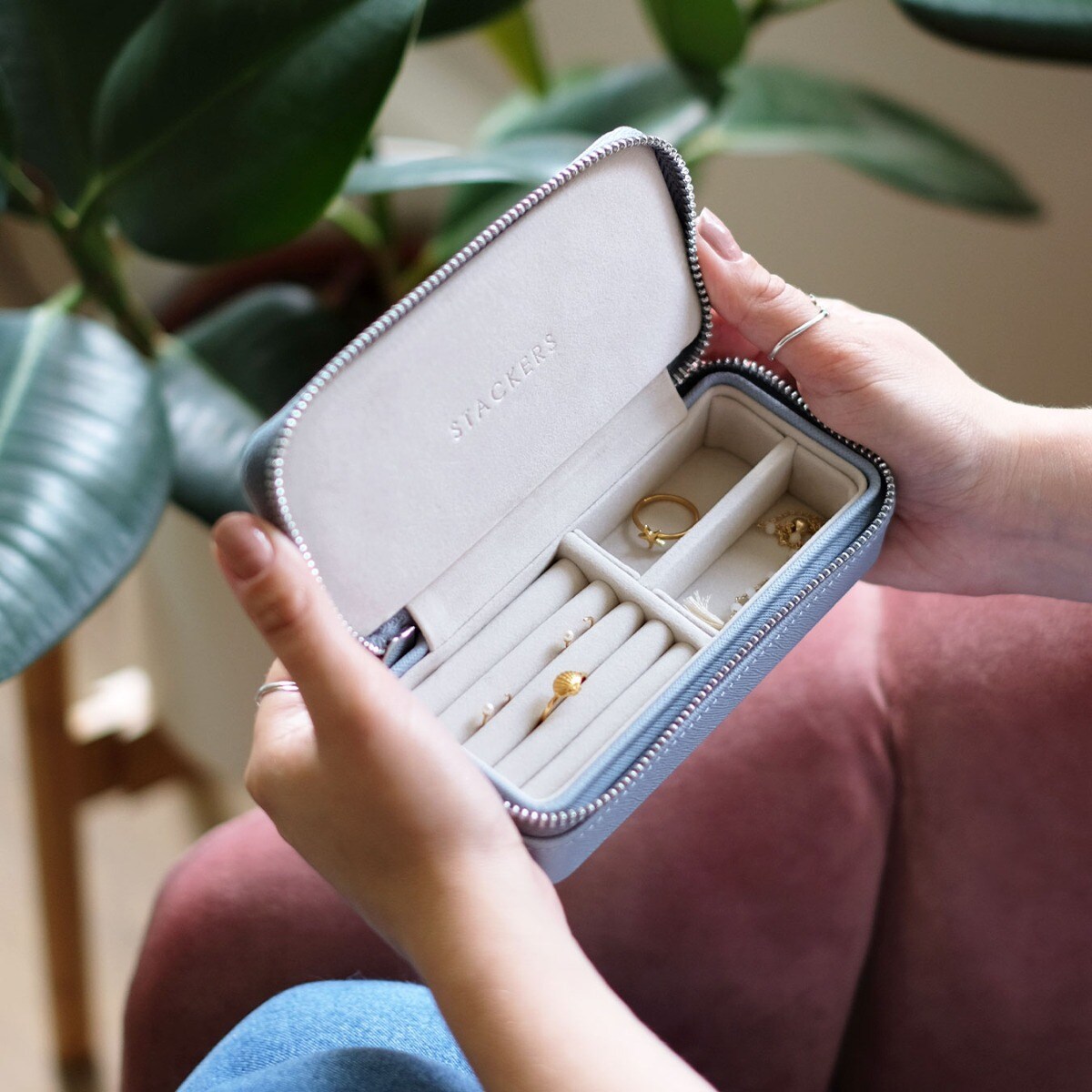 Pudełko podróżne na biżuterię Travel Medium Stackers dusky blue