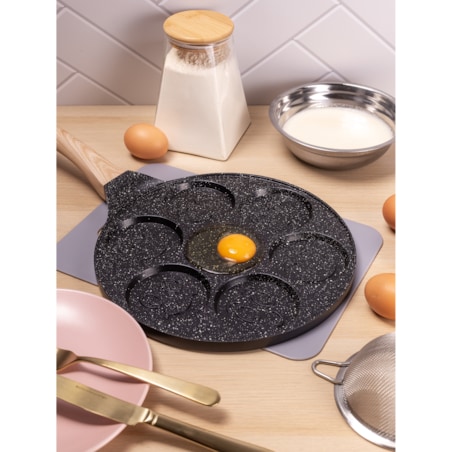 Marmurowa patelnia do pancakes naleśników jajek BUŹKI MINKI EMOTKI 26cm KAMILLE