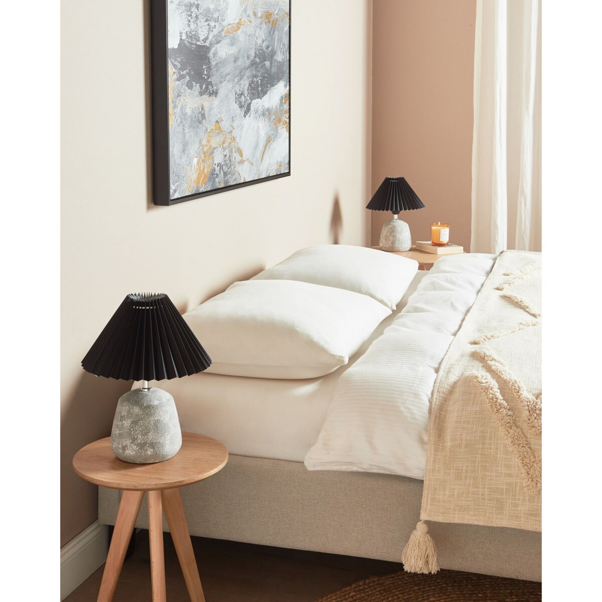 Zestaw 2 lampek nocnych ceramicznych czarny ZEYI