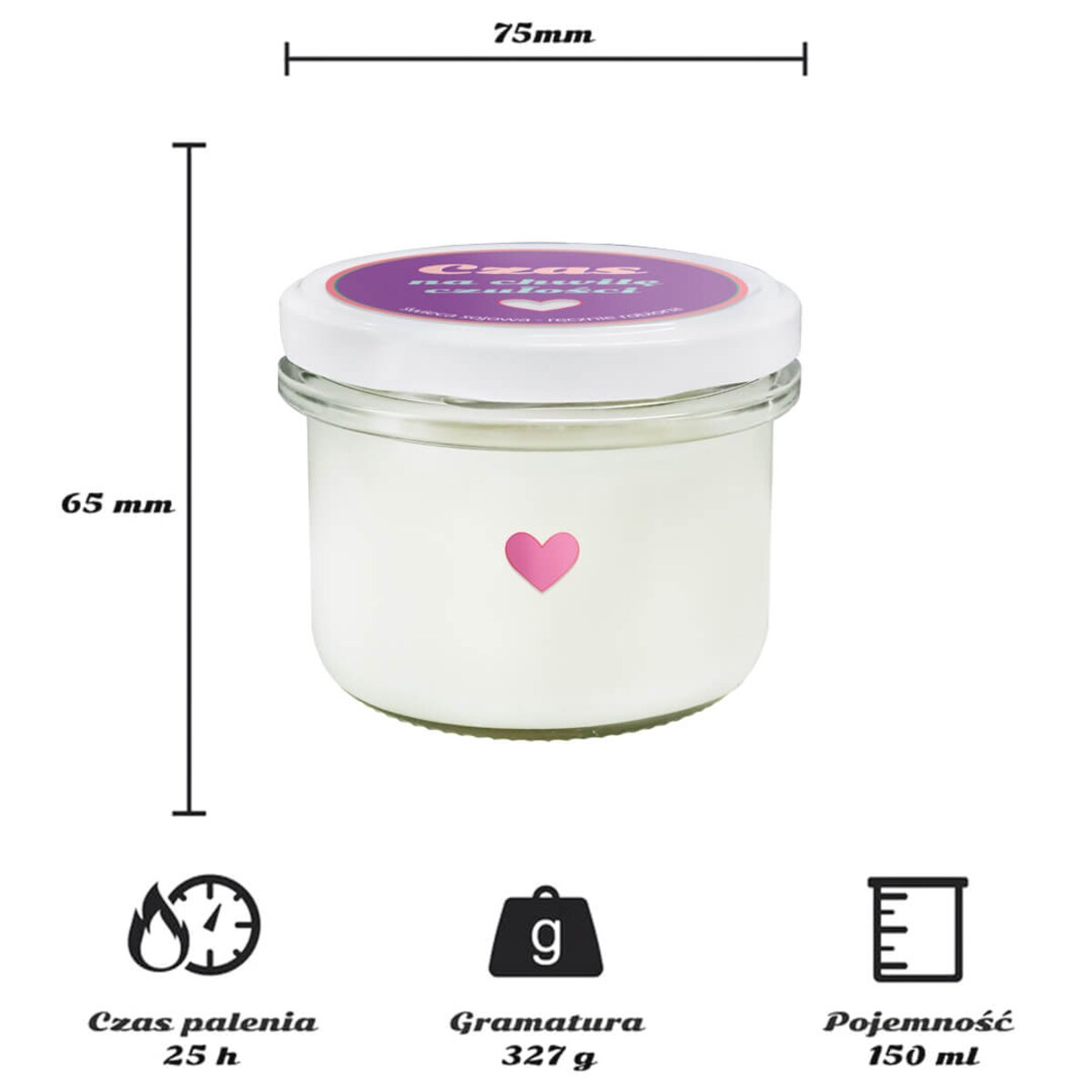 Naturalna świeca sojowa CZAS NA CHWILĘ kwiatowo-owocowy zapach w słoiku prezent upominek na Walentynki dla kobiety dziewczyny ukochanej narzeczonej