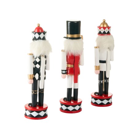 Zestaw 3 figurek dekoracyjnych RICKLEAN Dziadek do orzechów 30 cm Czerwony/ biały