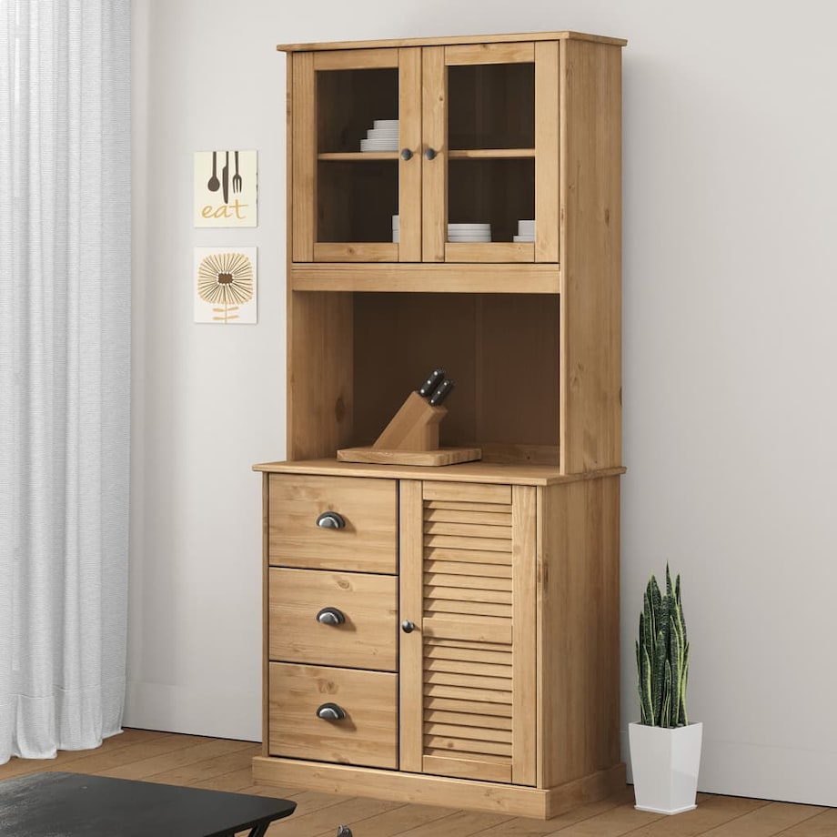 vidaXL Kredens VIGO, 78x40x175 cm, lite drewno sosnowe