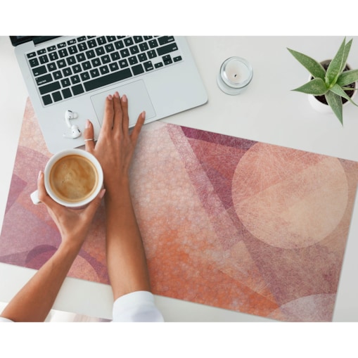 Pomarańczowa mata na biurko Abstrakcyjne koła, 90x45 cm
