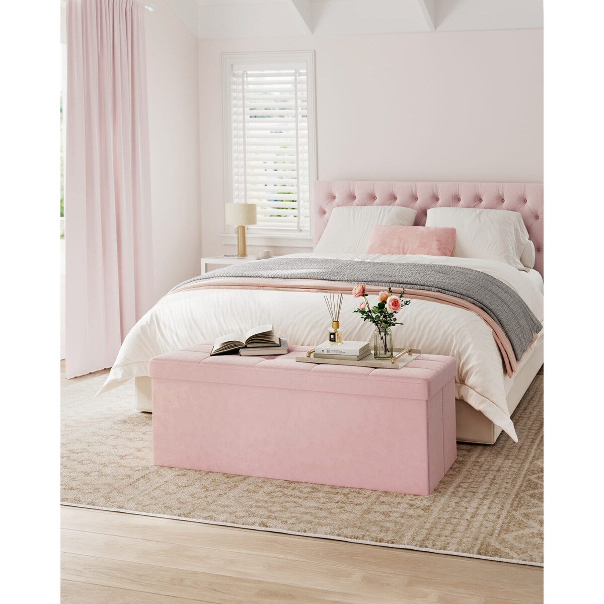 Pufa Siedzisko do sypialni pokoju przedpokoju Pastelowy Róż