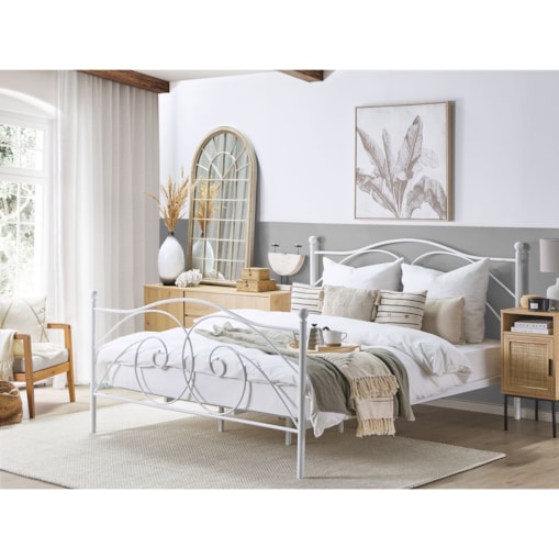 Łóżko metalowe 180 x 200 cm białe DINARD