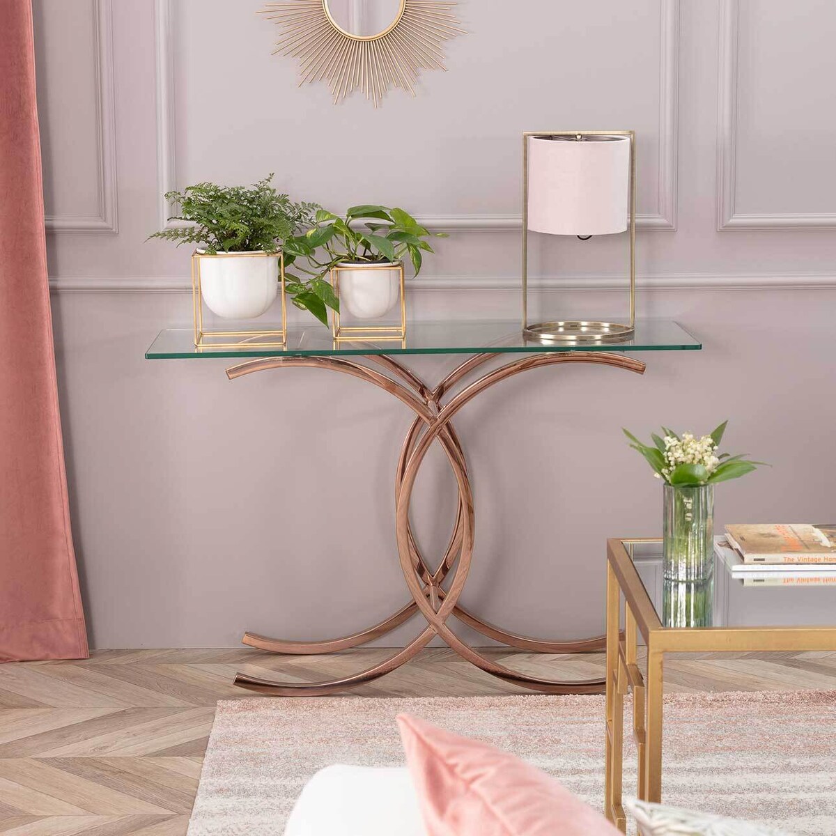 Konsola Chica rose gold 128x40x79cm, 128 x 40 x 79 cm