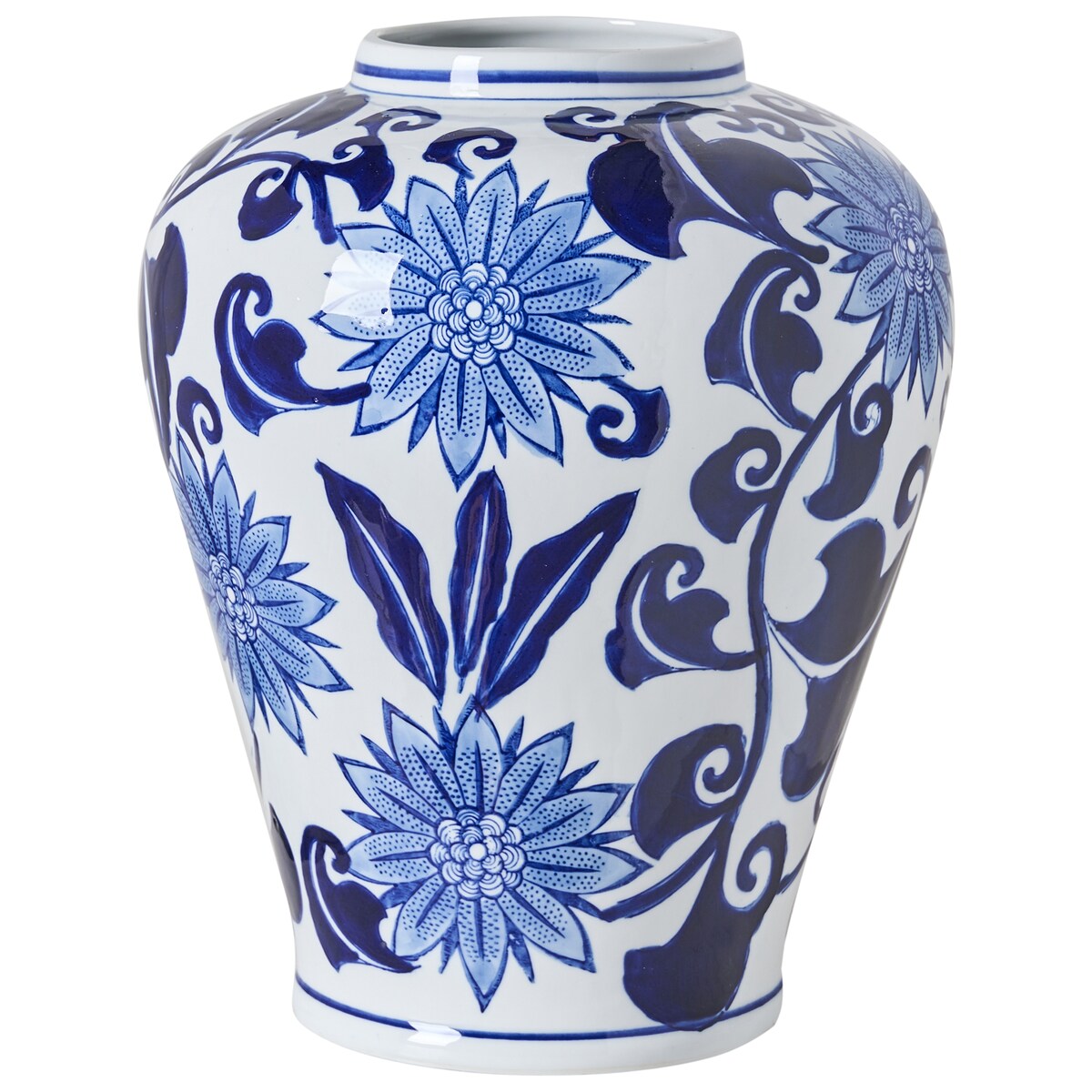 Wazon na kwiaty GIRONA Porcelana 35 cm Biały/ niebieski
