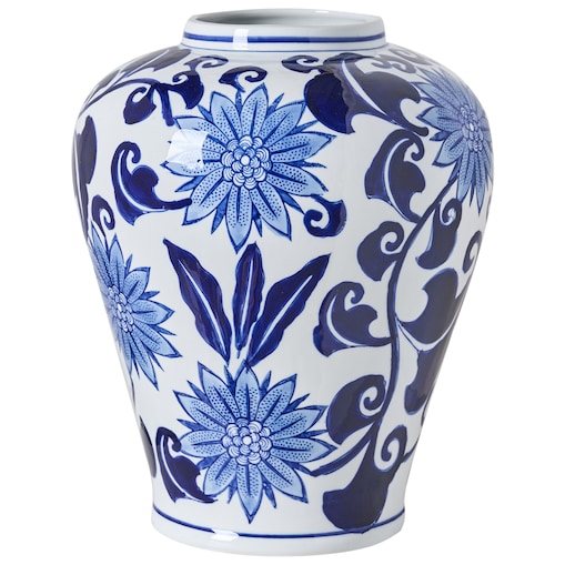 Wazon na kwiaty GIRONA Porcelana 35 cm Biały/ niebieski