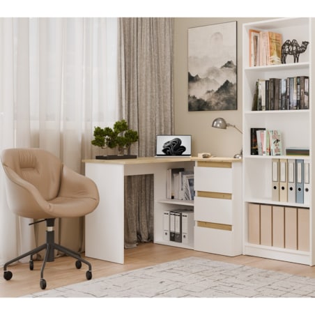 Biurko narożne Nicea prawe Artisan/Biel 120x48,5x75 1 szt.