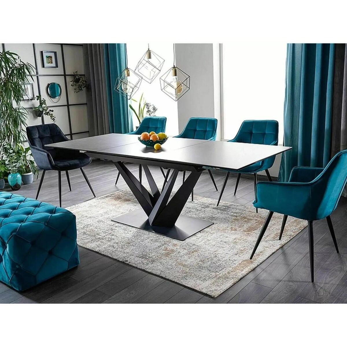 Stół rozkładany SORENTO CERAMIC 160(220)x90 ciemnoszary/czarny mat