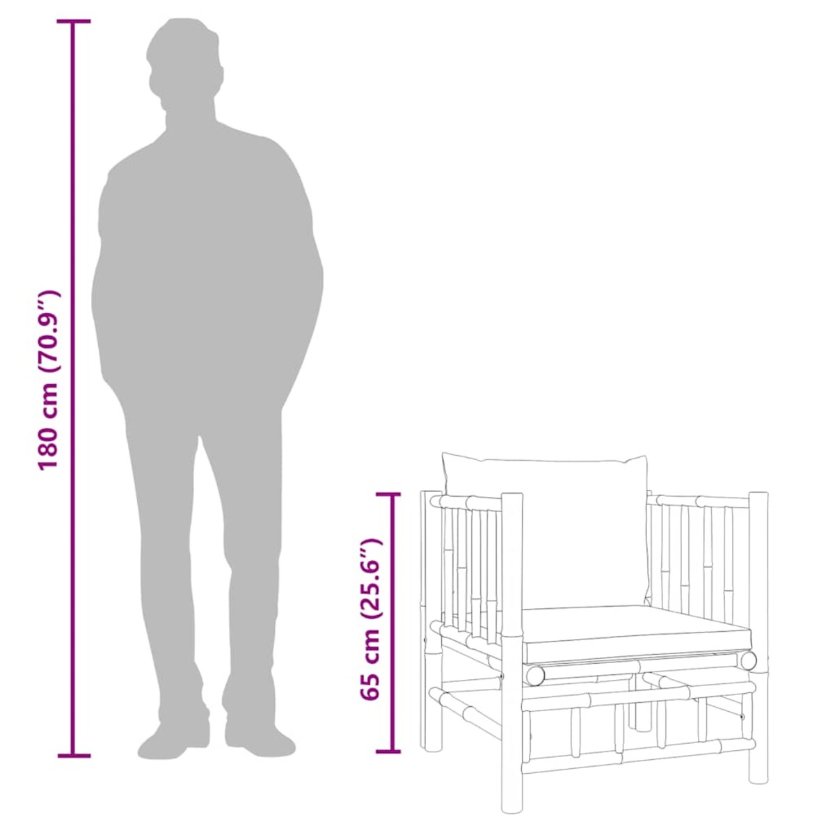 vidaXL Sofa ogrodowa, kremowe poduszki, bambus