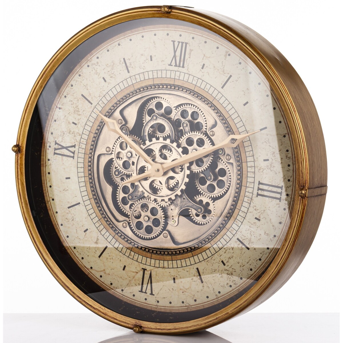 Zegar ścienny metalowy 60x60x9 cm OROGLIO brązowy