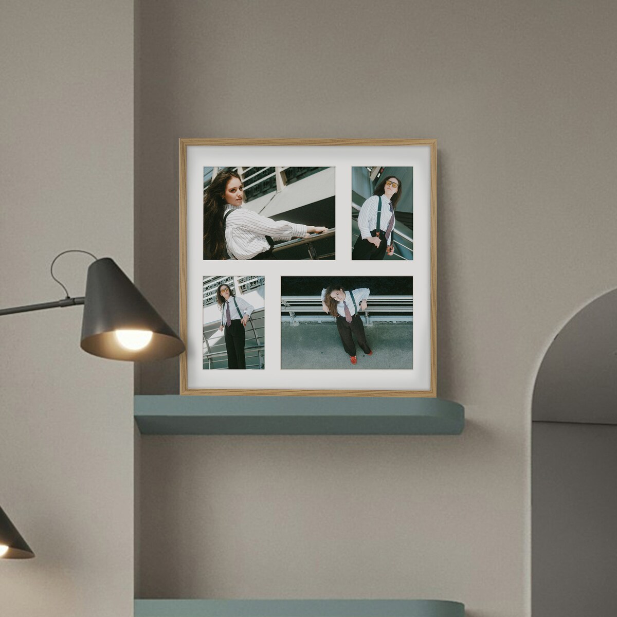 Ramka na 4 zdjęcia 2x 10x15 cm 2x 15x21 cm dębowa foto galeria 40x40 cm FRAMAI