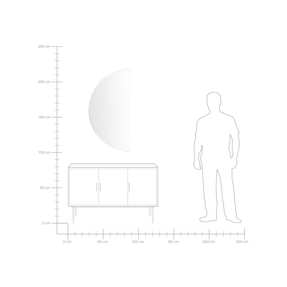 Półokrągłe lustro ścienne LED 60 x 120 cm srebrne LOUE