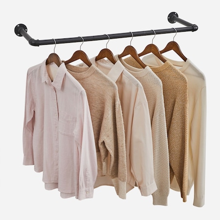 INDUSTRIALNY WIESZAK DRĄŻEK ŚCIENNY NA UBRANIA - CZARNY