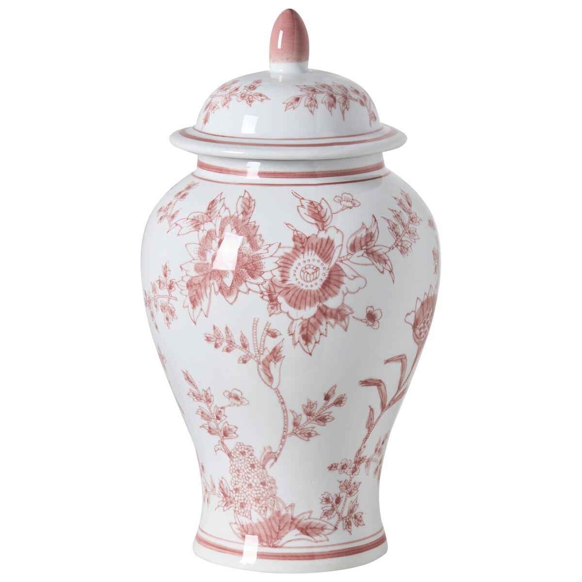 Wazon z pokrywką SEWILLA Porcelana 38 cm Czerwony/ biały