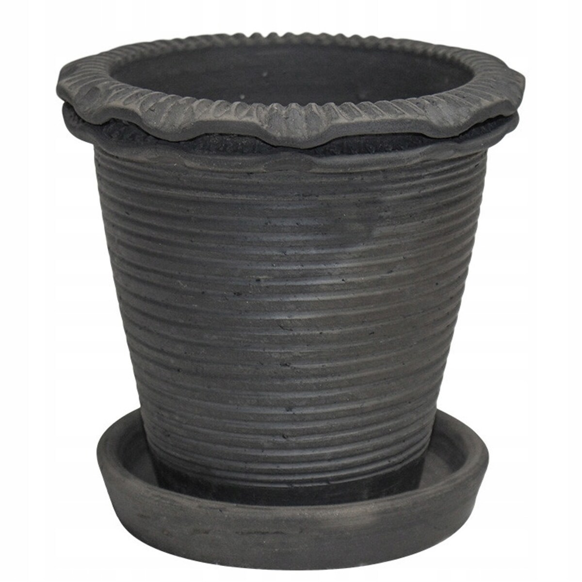 DONICZKA NA BALKON TARAS GLINIANA z podstawką odpływem 15cm terakota czarna