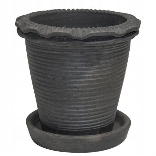 DONICZKA NA BALKON TARAS GLINIANA z podstawką odpływem 15cm terakota czarna