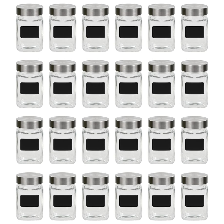 vidaXL Słoiki do przechowywania z nalepkami, 24 szt., 300 ml