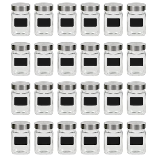 vidaXL Słoiki do przechowywania z nalepkami, 24 szt., 300 ml