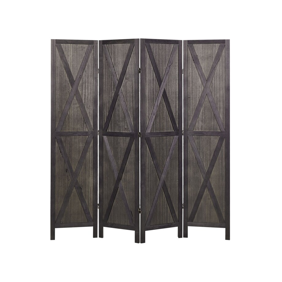 4-panelowy składany parawan pokojowy drewniany 170 x 163 cm ciemnobrązowy RIDANNA