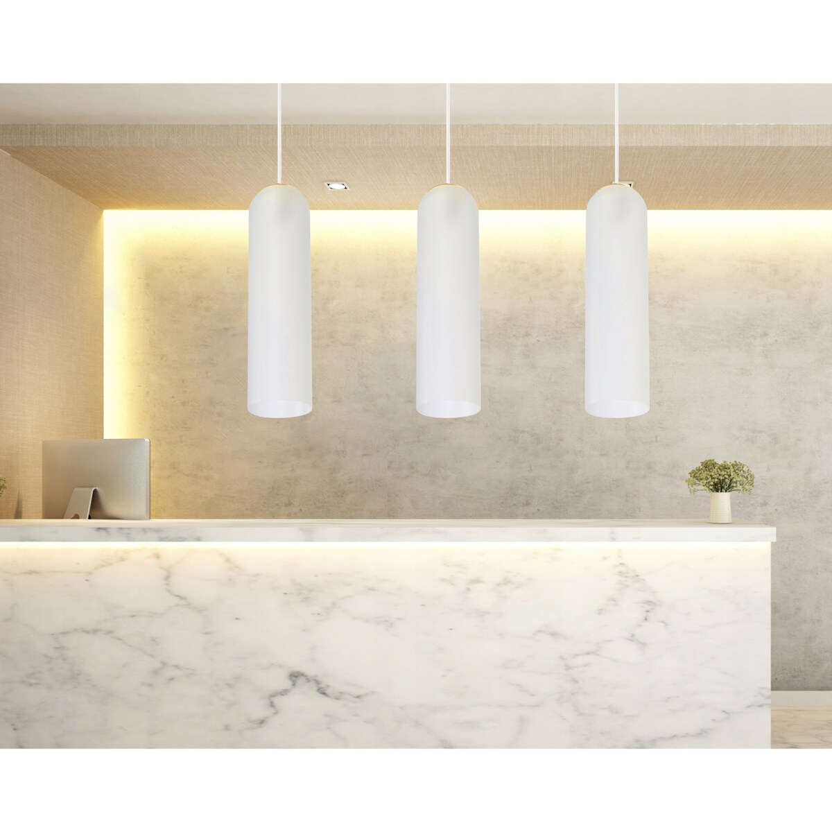 Lampa Sufitowa Wisząca Szklana Glamour White Gold