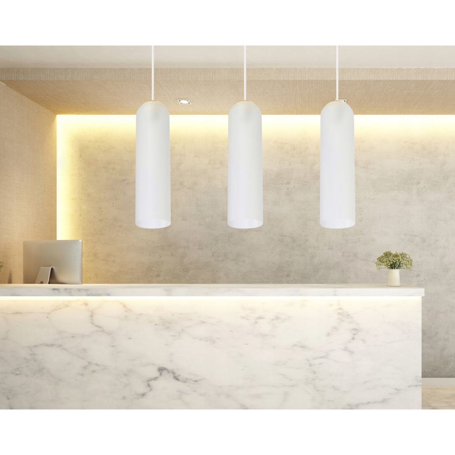 Lampa Sufitowa Wisząca Szklana Glamour White Gold