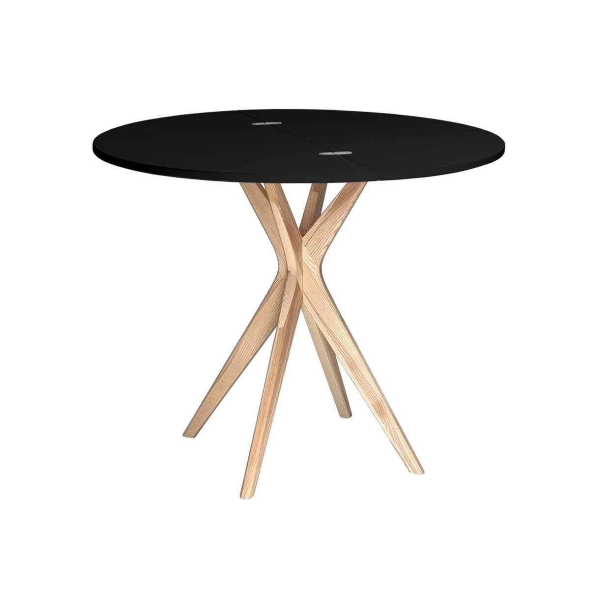 Stół półokrągły CUTTI 90x90 rozkładany czarny/jesion
