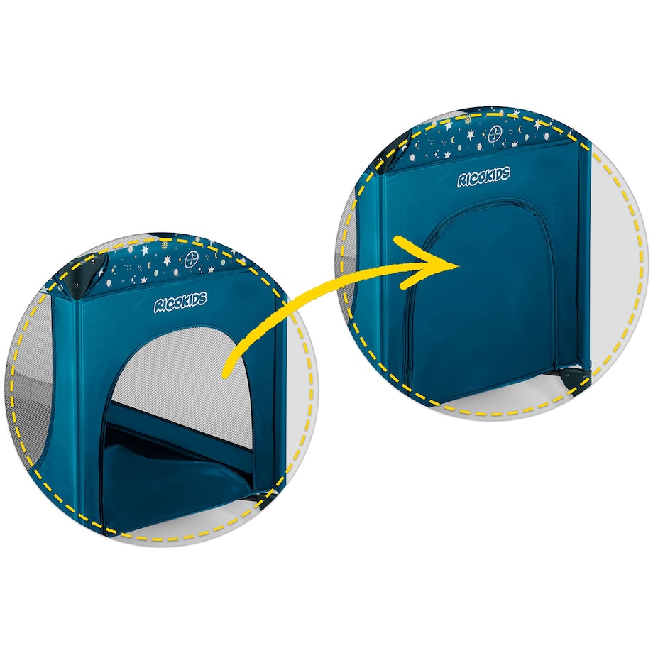 Łóżeczko turystyczne dla dziecka składane podróżne kojec Ricokids + materac + torba